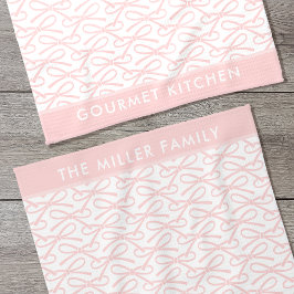 Niedlich Pink Bow Personalisierter Name Küchentüch Geschirrtuch