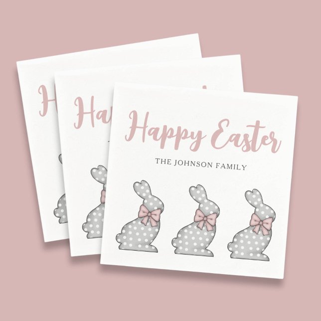 Niedlich Pink Bunnies Happy Oaster Serviette (Cute Pink Bunnies Happy Easter Napkins)
