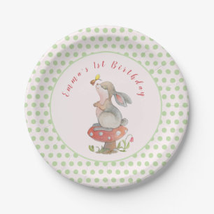 Niedlich Pink Bunny 1. Geburtstag Papierplatte Pappteller