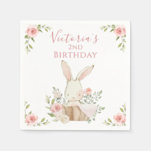 Niedlich Pink Bunny 2 Two Second Birday Serviette