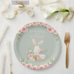 Niedlich Pink Bunny 2 Two Two Second Green Birday Pappteller<br><div class="desc">Niedliche rosa Aquarellpapiertafel personalisiert mit Namen und Anzahl der Geburtstage. Grüner Hintergrund. So niedlich wie möglich für Ihre kleinen Mädchen zweite Geburtstagsparty. Weitere Party-Accessoires erhältlich.</div>