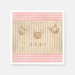 Niedlich Pink Bunny Baby Girl Babydusche Serviette