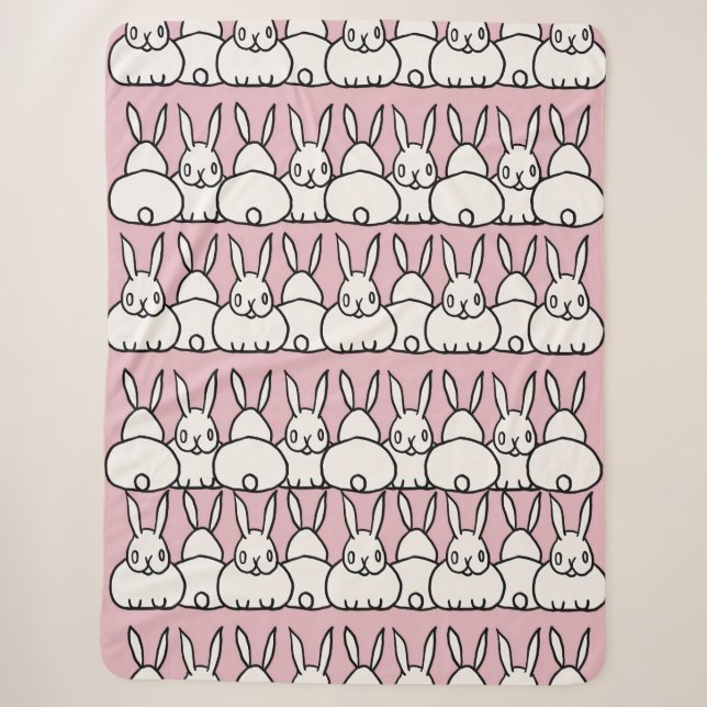 Niedlich Pink Bunny Blanket - Fleece - Sherpa Sherpadecke (Vorderseite)