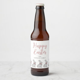 Niedlich Pink Bunny Happy Oster Bierflaschenetikett