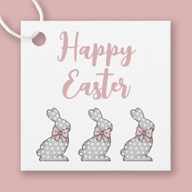 Niedlich Pink Bunny Happy Oster Geschenkanhänger (Cute Pink Bunny Happy Easter Favor Tags)