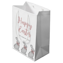 Niedlich Pink Bunny Happy Oster Mittlere Geschenktüte