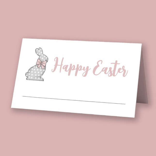 Niedlich Pink Bunny Happy Oster Platzkarte (Cute Pink Bunny Happy Easter Place Card)