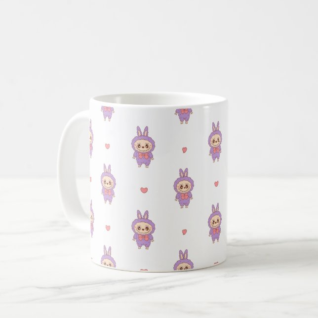 Niedlich Pink Bunny Monster Holdem Herz - Kawaii L Kaffeetasse (Vorderseite Links)