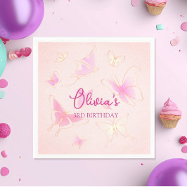 Niedlich Pink Butterfly Girls Geburtstagsparty Nap Serviette