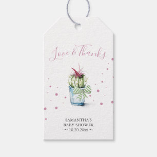 Niedlich Pink Cactus Watercolor Geschenkanhänger