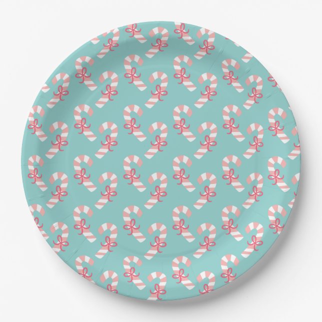 Niedlich Pink Candy Cane Pattern - Aqua Blue Chris Pappteller (Vorderseite)