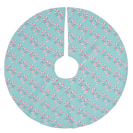 Niedlich Pink Candy Cane Pattern - Aqua Blue Chris Polyester Weihnachtsbaumdecke