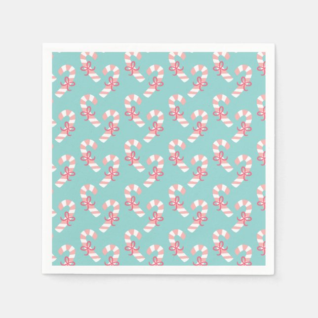 Niedlich Pink Candy Cane Pattern - Aqua Blue Chris Serviette (Vorderseite)