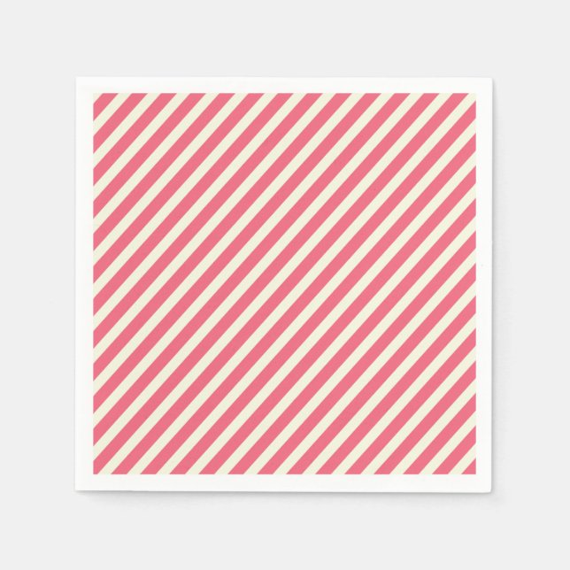 Niedlich Pink Candy Cane Stripes Muster - Weihnach Serviette (Vorderseite)