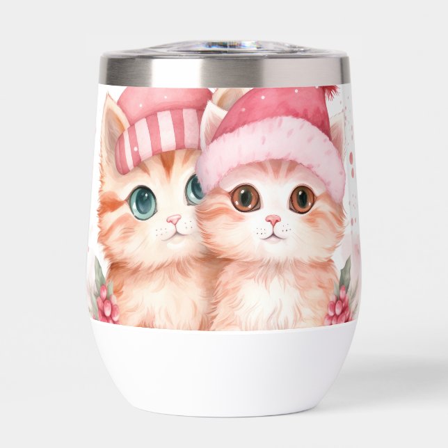 Niedlich Pink Christmas Cat Pattern (Vorderseite)