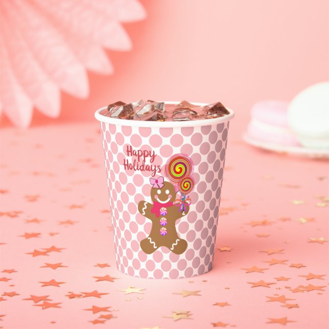 Niedlich Pink Christmas Gingerbrett Girl Holiday P Pappbecher (Insitu)