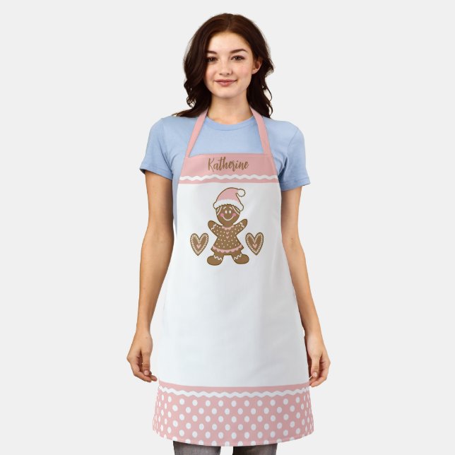 Niedlich Pink Christmas Girl Gingerbrei Cookie Sch Schürze (Getragen)