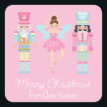 Niedlich Pink Christmas Nutcracker Quadratischer Aufkleber<br><div class="desc">PreppyPrint.com - Fügen Sie Ihre personalisierte Touch hinzu! Übertragen Sie dieses Design auch auf die Produkte Ihrer Wahl! Bitte besuchen Sie meinen Designer-Shop,  PreppyPrint.com,  um die Dinge zu koordinieren.</div>