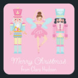 Niedlich Pink Christmas Nutcracker Quadratischer Aufkleber<br><div class="desc">PreppyPrint.com - Fügen Sie Ihre personalisierte Touch hinzu! Übertragen Sie dieses Design auch auf die Produkte Ihrer Wahl! Bitte besuchen Sie meinen Designer-Shop,  PreppyPrint.com,  um die Dinge zu koordinieren.</div>