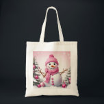 Niedlich Pink Christmas Snowman Tragetasche<br><div class="desc">Niedlich Pink Christmas Snowman</div>