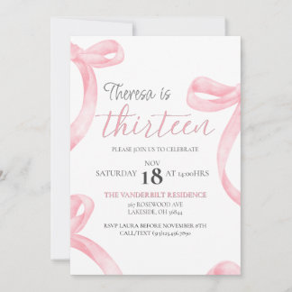Niedlich Pink Coquette 13. Geburtstags Einladung G
