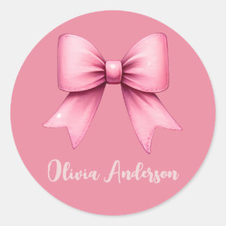 Niedlich Pink Coquette Bow Ästhetik Girl Runder Aufkleber