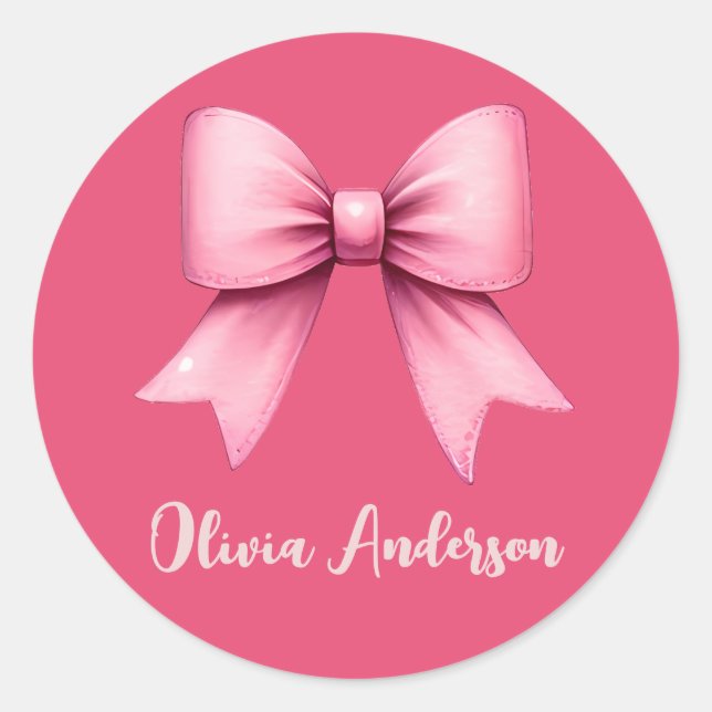 Niedlich Pink Coquette Bow Ästhetik Girl Runder Aufkleber (Vorderseite)