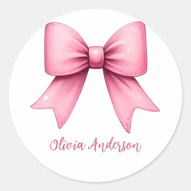 Niedlich Pink Coquette Bow Ästhetik Girl Runder Aufkleber (Vorderseite)