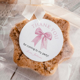 Niedlich Pink Coquette Bow Girl Geburtstag Runder Aufkleber