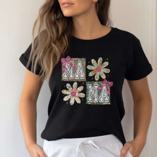Niedlich Pink Coquette Bow Mama T - Shirt