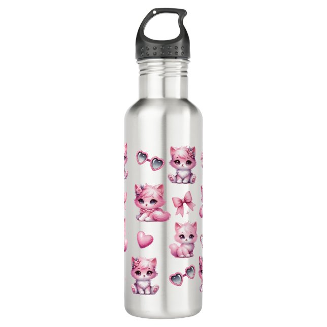 Niedlich Pink Coquette Bows Ästhetik Edelstahlflasche (Vorderseite)