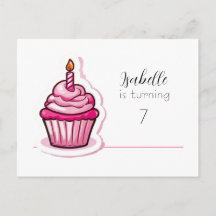 Niedlich Pink Cupcake Geburtstagskündigung Postkar