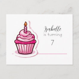 Niedlich Pink Cupcake Geburtstagskündigung Postkar Ankündigungspostkarte