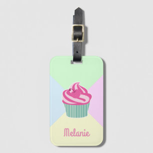 Niedlich Pink Cupcake Pastellfarben Personalisiert Gepäckanhänger