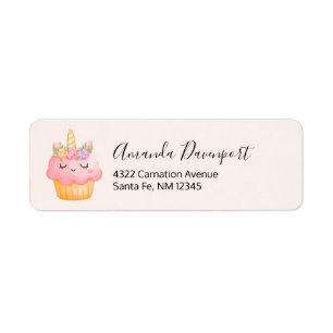 Niedlich Pink Cupcake Unicorn mit Rose