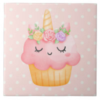 Niedlich Pink Cupcake Unicorn mit Rose