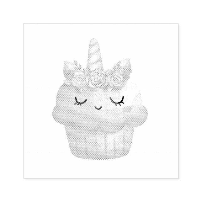 Niedlich Pink Cupcake Unicorn mit Rose Gummistempel (Prägung)