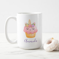 Niedlich Pink Cupcake Unicorn mit Rose