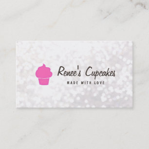 Niedlich Pink Cupcake White Bokeh Konditorei Koch Visitenkarte