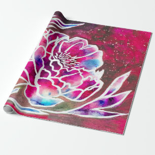 Niedlich Pink Dahlia Giro Hübsch Floral Wasserfarb Geschenkpapier