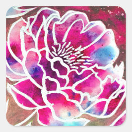 Niedlich Pink Dahlia Giro Hübsch Floral Wasserfarb Quadratischer Aufkleber