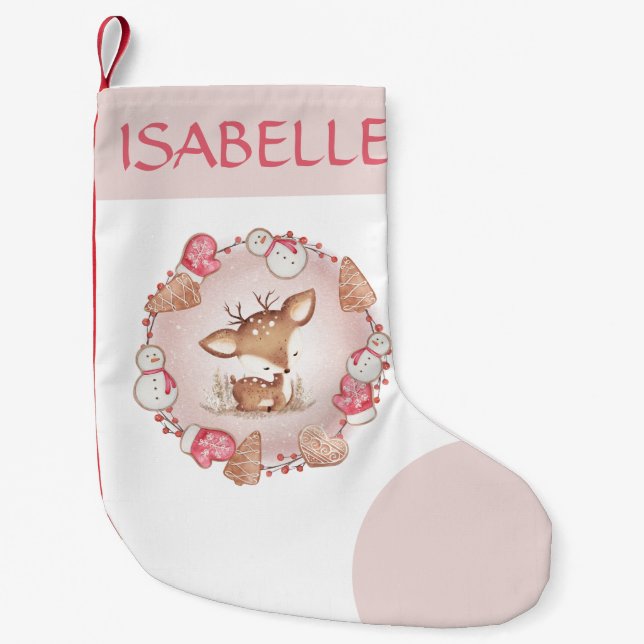 Niedlich Pink Deer Christmas Strumpf Kleiner Weihnachtsstrumpf (Vorderseite)