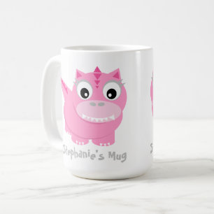 Niedlich Pink Dino Kawaii Cartoon Kaffeetasse