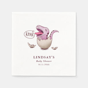 Niedlich Pink Dinosaur Girl Babydusche Serviette
