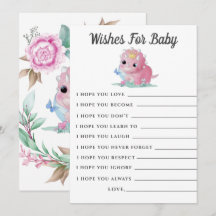 Niedlich Pink Dinosaur Peony wünscht Baby-Duschkar