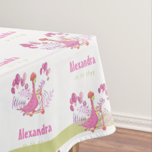 Niedlich Pink Dinosaur Scooter Balloons Girl Party Tischdecke