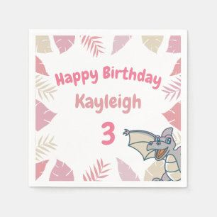 Niedlich Pink Dinosaurier Dragon Geburtstag Serviette
