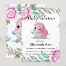 Niedlich Pink Dinosaurier und Peony Baby Showeinla