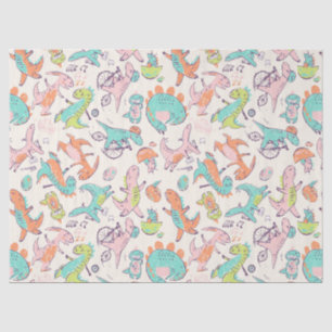 Niedlich Pink Dinosaurier Whimsical Pattern Seidenpapier