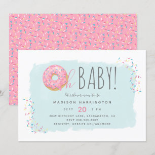 Niedlich Pink Donut Sprinkle Moderne Oh Babydusche Einladung